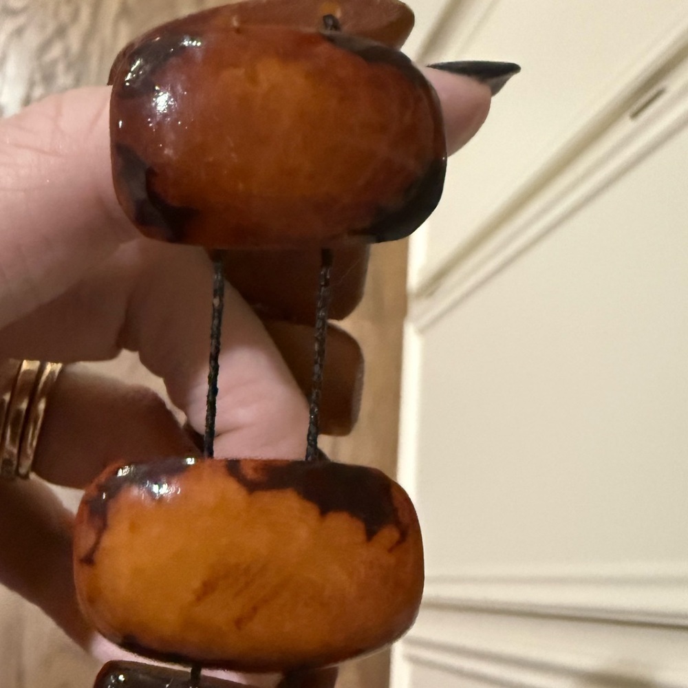 Vintage Chunky Brown Bracelet - Stretch Bracelet - Picture 7 of 7